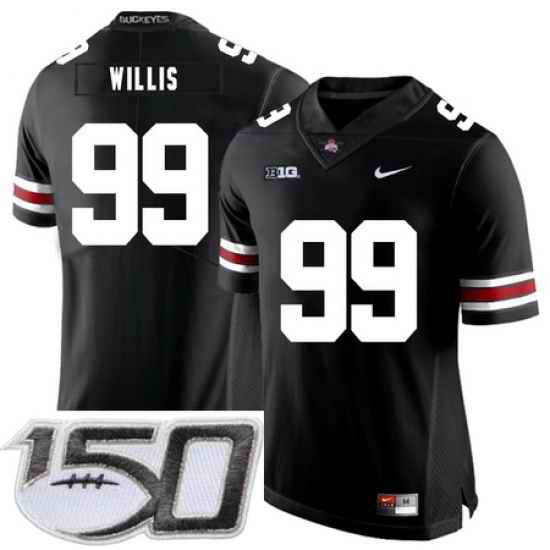 Ohio State Buckeyes 99 Bill Willis Black Nike College Football Stitched 150th Anniversary Patch Jersey